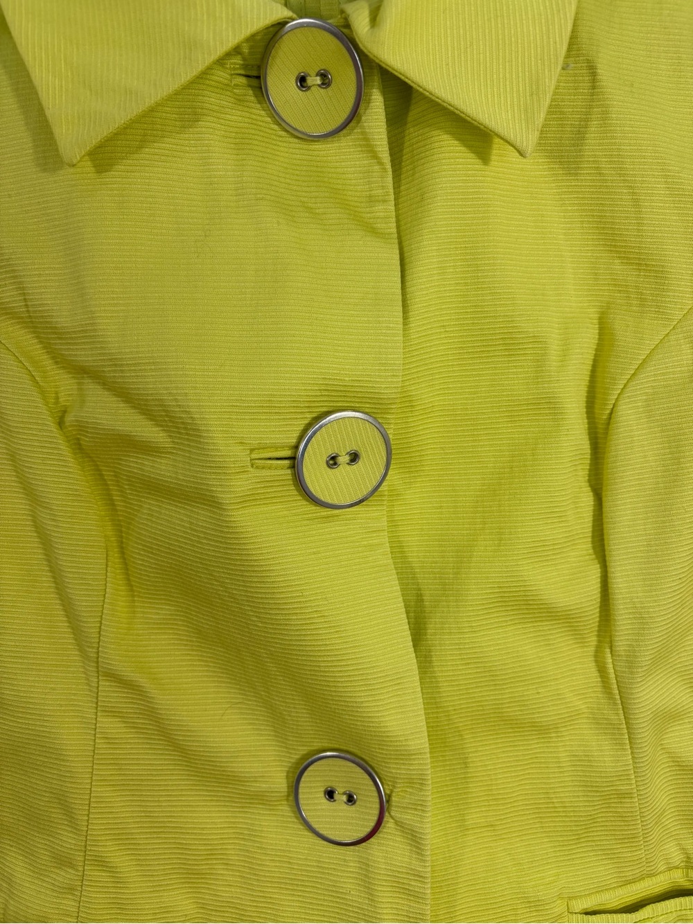 Chico's Lime Yellow 3/4 Sleeve Button Jacket (0) - Picture 3 of 5